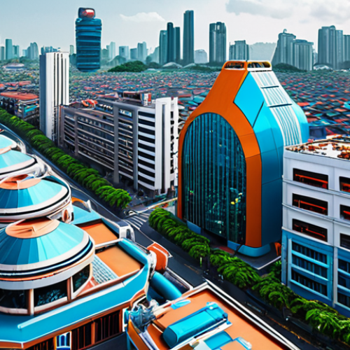 Home 11 **
A vibrant, futuristic Vietnamese cityscape showcasing a blend of traditional architecture and modern AI technology. Depict data scientists and software engineers collaborating, alongside automated robotic arms in factories, reflecting the shifting job market and the integration of AI in various industries. The overall tone should be optimistic yet reflective of the challenges of adapting to a changing workforce.
**