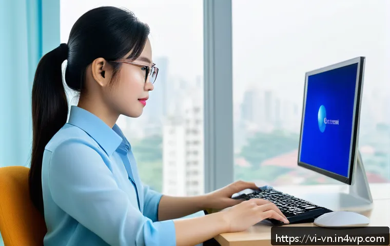 의식적 기술 사용의 목표 달성 방법 - A Vietnamese young professional woman working at a modern ergonomic home office setup in Hanoi, usin...