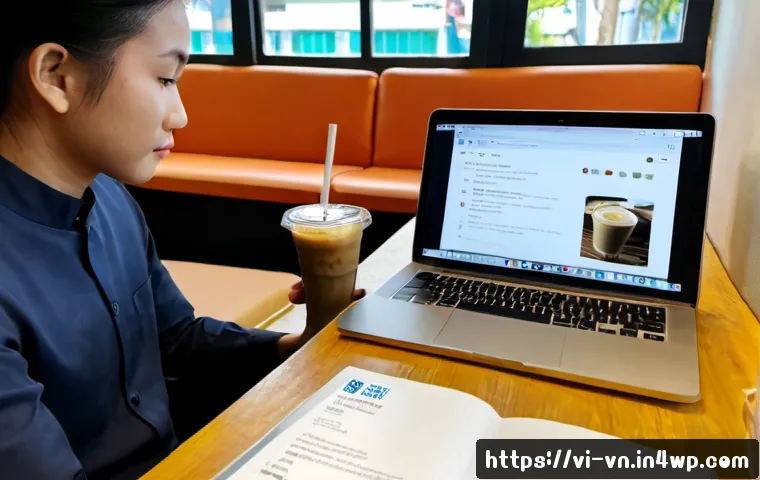 Home 17 의식적 기술 사용의 경제적 기회 - Photorealistic modern Vietnamese café workspace in Ho Chi Minh City, a young Vietnamese freelance pr...